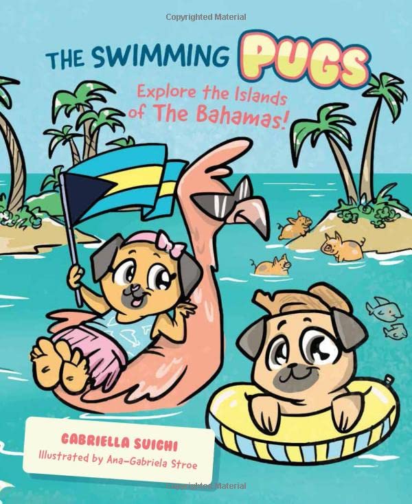 The swimming pugs explore the islands of the Bahamas 
