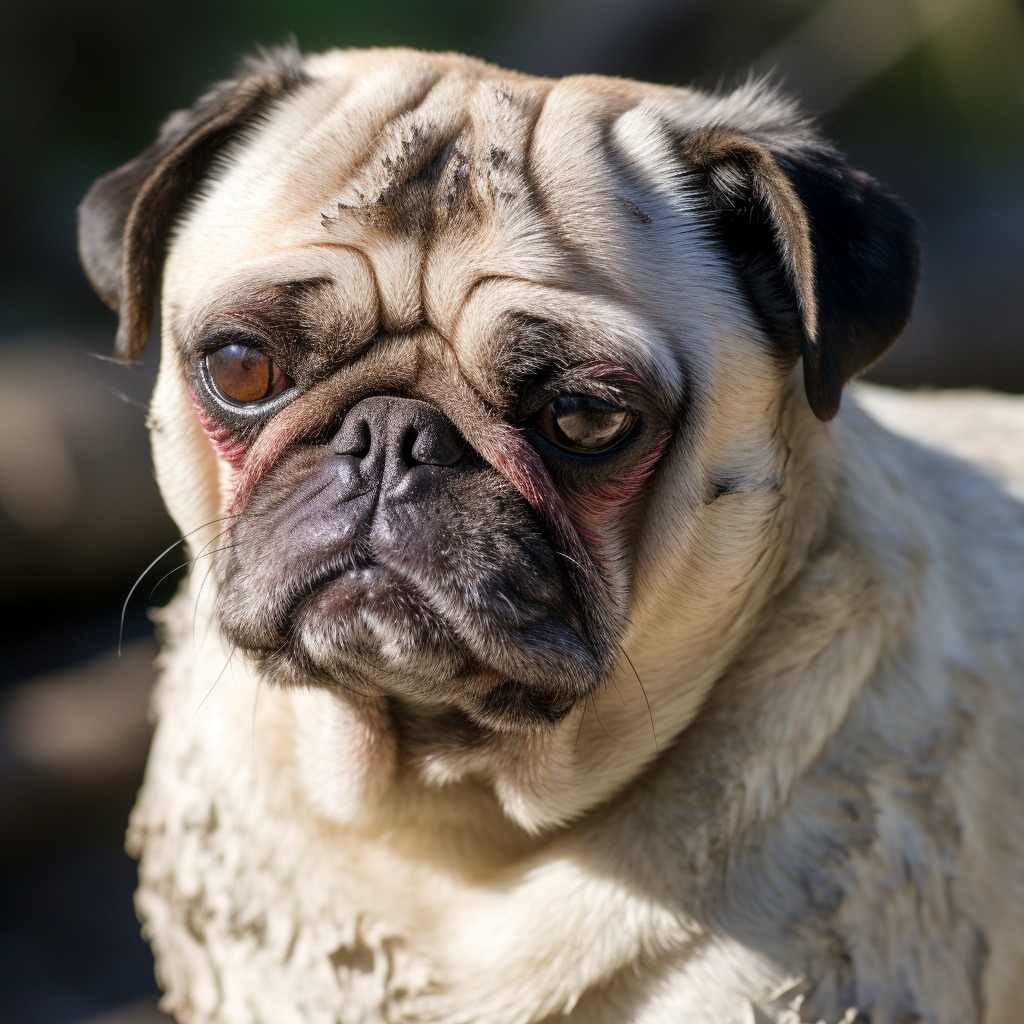 pug with fur loss around wrinkles